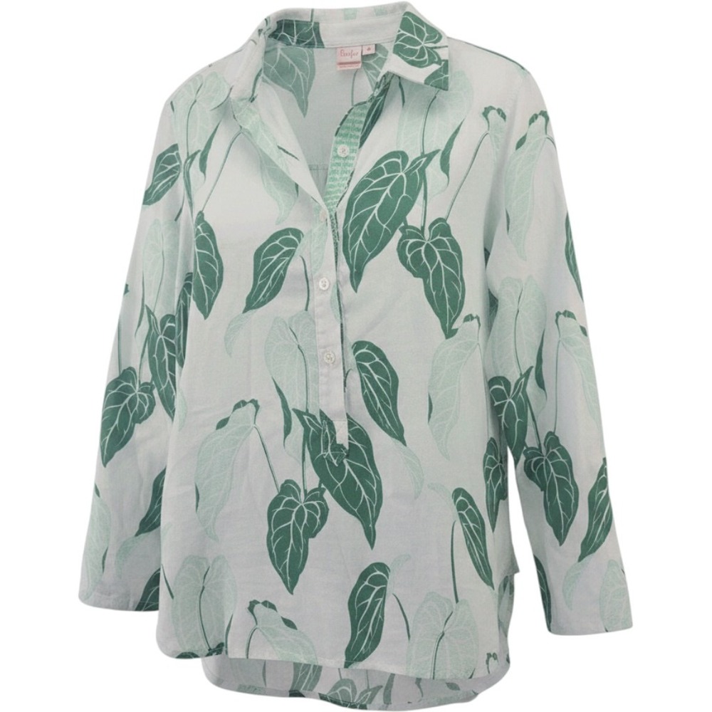 Persifor Small Top Green Leaf Print 100% Cotton Made In USA